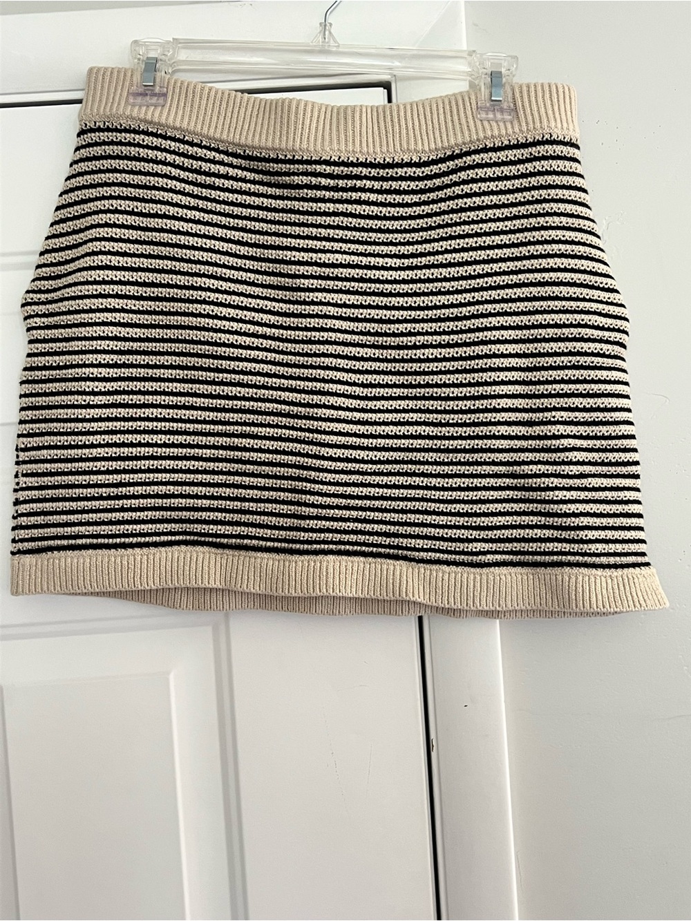 GAP Striped Knit Mini Skirt - Beige & Black